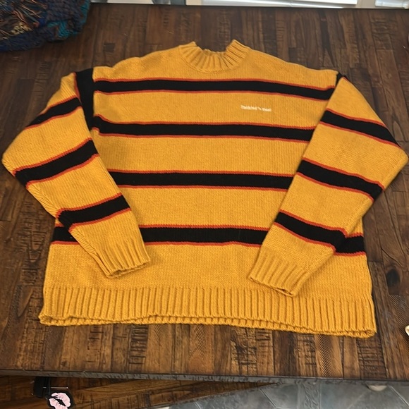 Pacsun Striped Knit Sweater Black, Red, Yellow new with tag XL  Nothing is Real - Picture 2 of 14